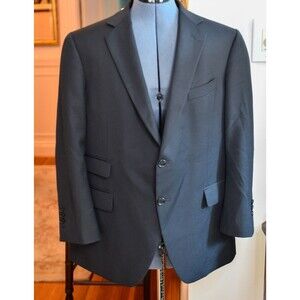 Custom Tailored Black Gabardine Single Breasted Blazer Suit Jacket 40 Sportscoat